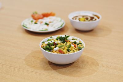 Close-up of meal served on table