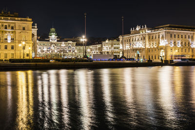 Skyline of trieste. atmospheric light at night. italy