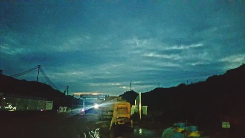 Suspension bridge at dusk