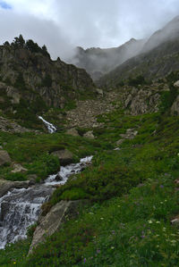 Scenic view of rocky mountains against sky