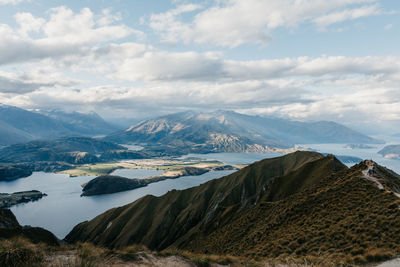 Scenic view of mountains against sky