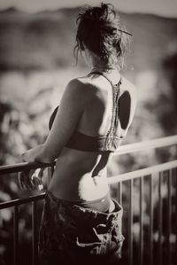 Rear view of woman