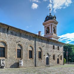 Low angle view of historic building against sky