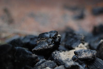 Close-up of cold fire place 