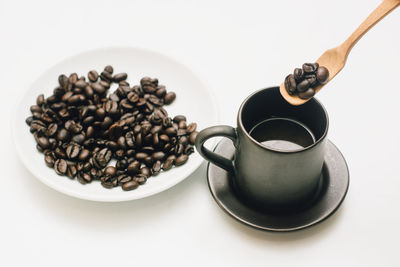 Close-up of coffee cup on table