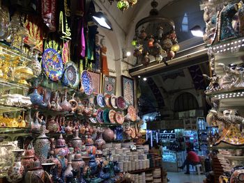 Illuminated market stall in store