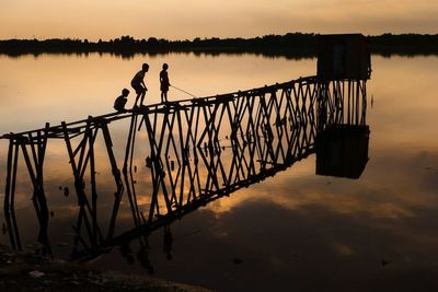 Calm lake at sunset