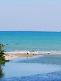 Scenic view of sea against clear sky