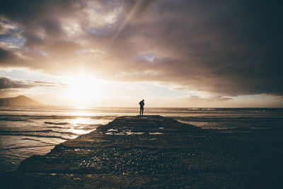 Scenic view of sea against sky at sunset