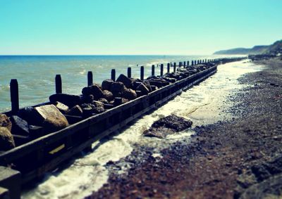 Scenic view of sea against clear sky