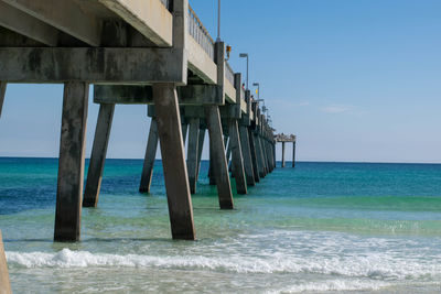 Pier over sea against clear sky