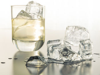 Close-up of ice cubes in glass