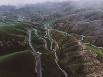 High angle view of mountain road