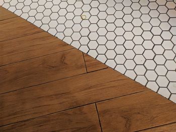 High angle view of wooden floor at home