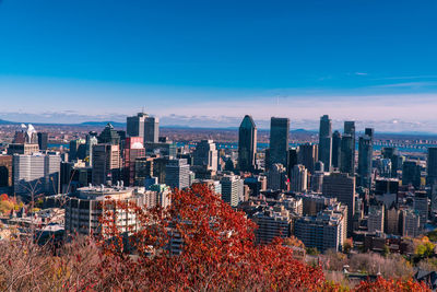 High angle view of buildings in city