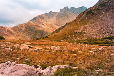 Scenic view of mountains against sky