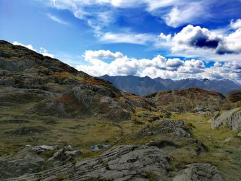 Scenic view of mountains against sky