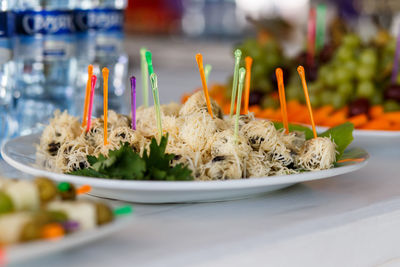 Close-up of food in plate on table