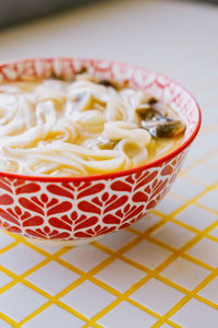 Close-up of food in bowl on table