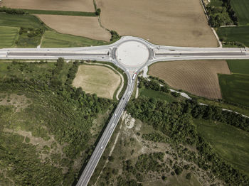 High angle view of agricultural landscape