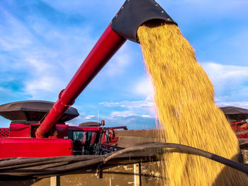 Mass soybean harvesting at a farm in mato grosso state, brazil