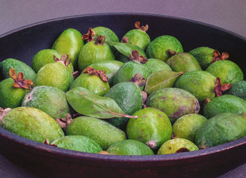 High angle view of fruits in container