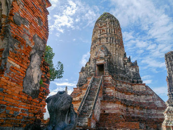 Low angle view of old building against sky