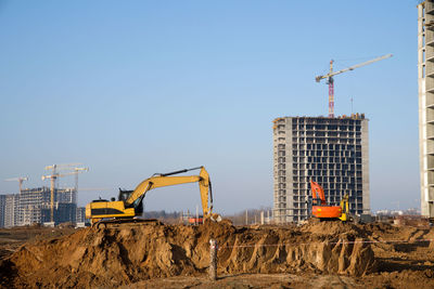 Construction site against clear sky