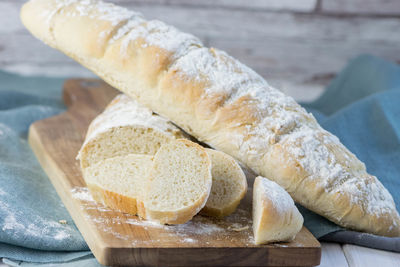 High angle view of bread in container on table