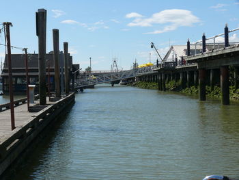 View of river with buildings in background