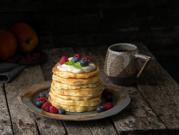 Close-up of dessert in plate on table