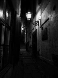 Narrow alley along buildings