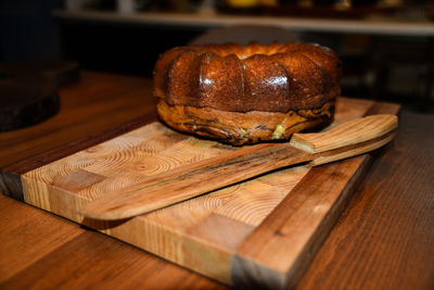 Close-up of bread on table