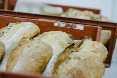 Close-up of bread on cutting board