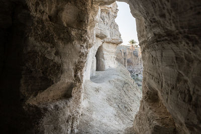 Close-up of rock formations in cave