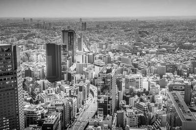 High angle view of cityscape against sky