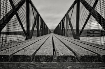 Surface level of wooden bridge