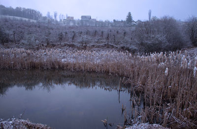 Scenic view of lake against sky