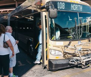 People standing on bus