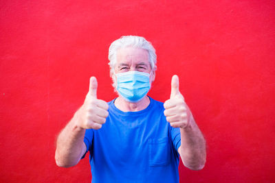 Portrait of man with red face