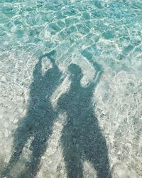 High angle view of shadow of swimming pool