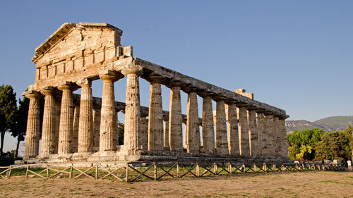 Paestum, greek temple against clear sky