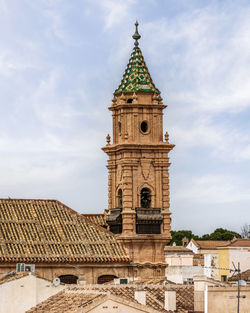 Skyline of antequera with bell tower of a beautiful church