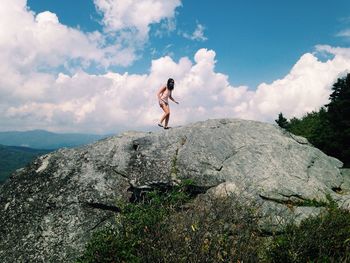 Woman jumping in mid-air