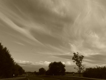 View of storm clouds over landscape