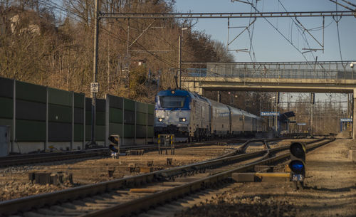 Train on railroad station