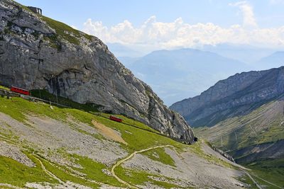 Scenic view of rocky mountains against sky