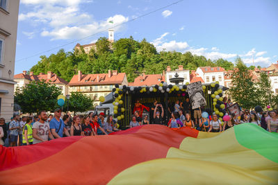 People at park against sky