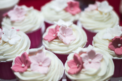 Close-up of cupcakes on table