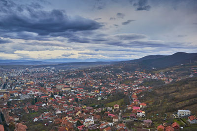 High angle view of townscape against sky